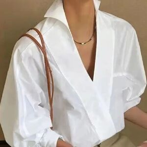 NWT Oversized Crossover Batwing Blouse